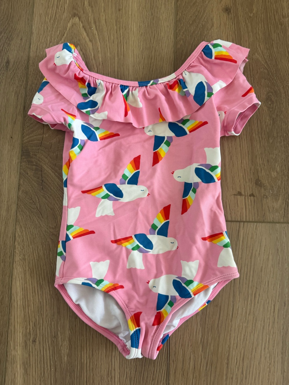 Hanna Andersson Pink Rainbow Bird Swimsuit Size 4